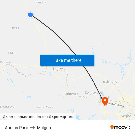 Aarons Pass to Mulgoa map