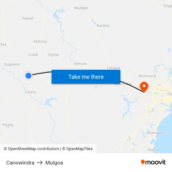 Canowindra to Mulgoa map