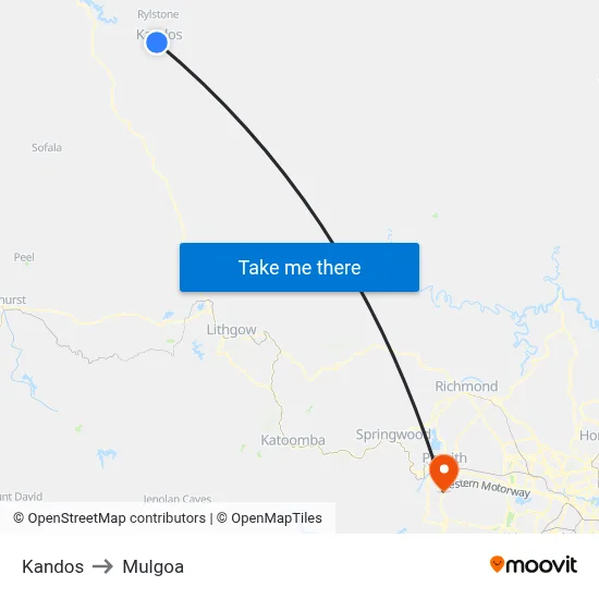 Kandos to Mulgoa map
