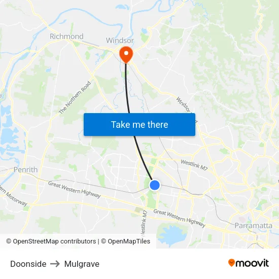 Doonside to Mulgrave map