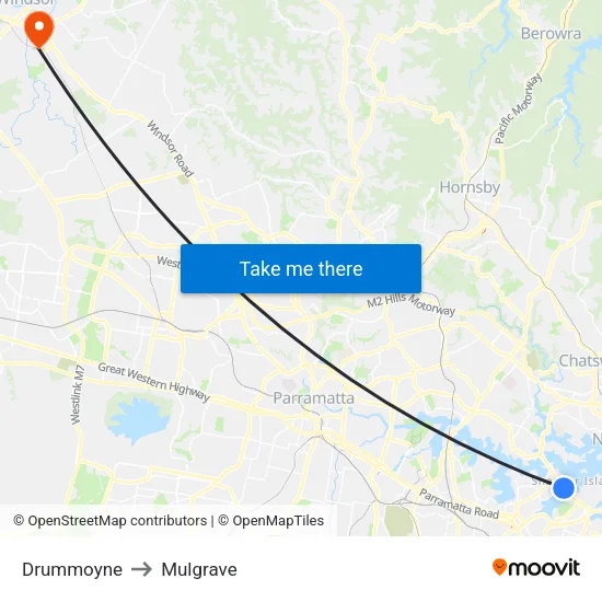 Drummoyne to Mulgrave map