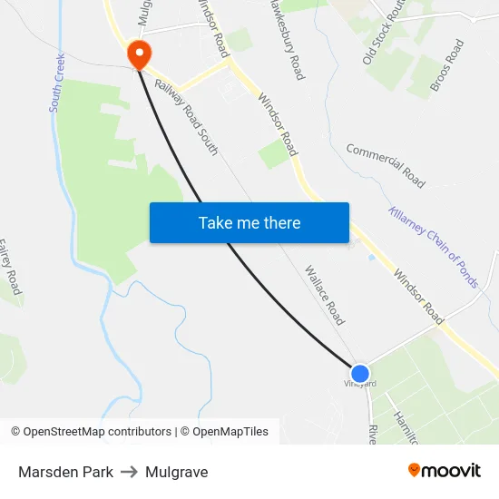 Marsden Park to Mulgrave map