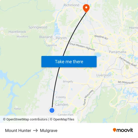 Mount Hunter to Mulgrave map