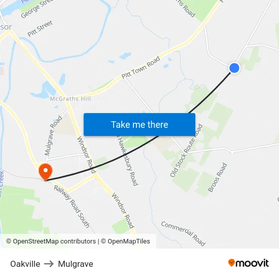 Oakville to Mulgrave map