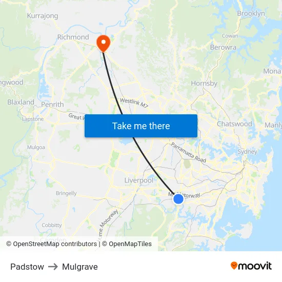 Padstow to Mulgrave map