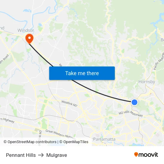 Pennant Hills to Mulgrave map