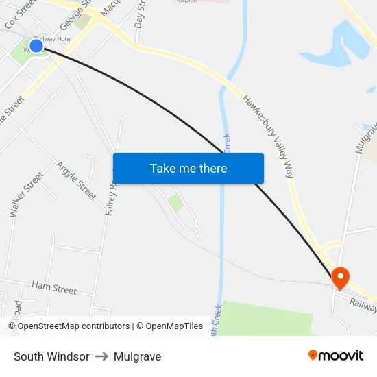 South Windsor to Mulgrave map