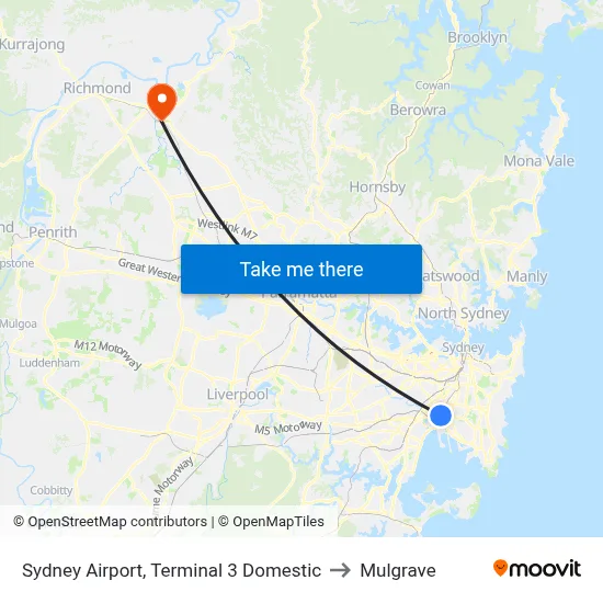 Sydney Airport, Terminal 3 Domestic to Mulgrave map