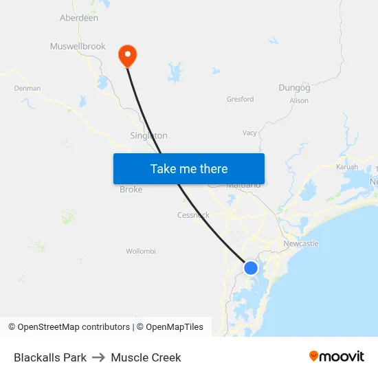 Blackalls Park to Muscle Creek map