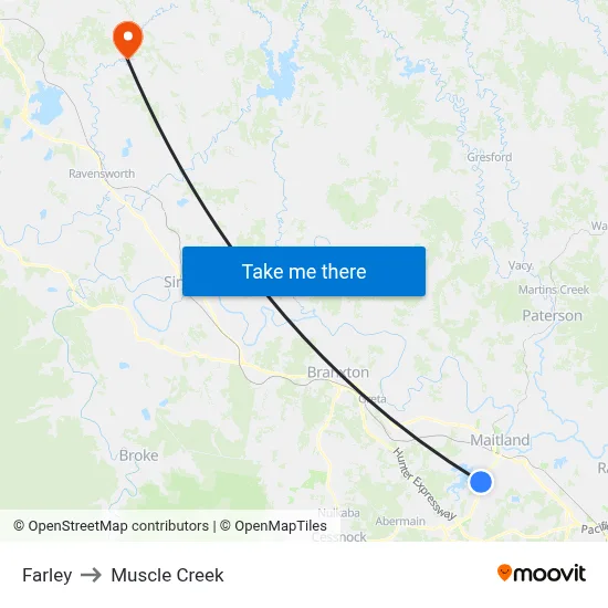 Farley to Muscle Creek map