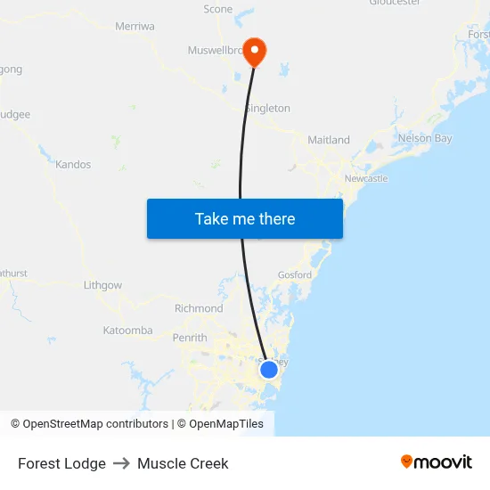 Forest Lodge to Muscle Creek map