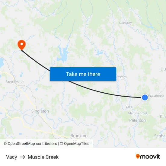 Vacy to Muscle Creek map