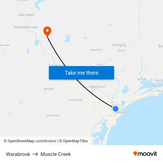 Warabrook to Muscle Creek map