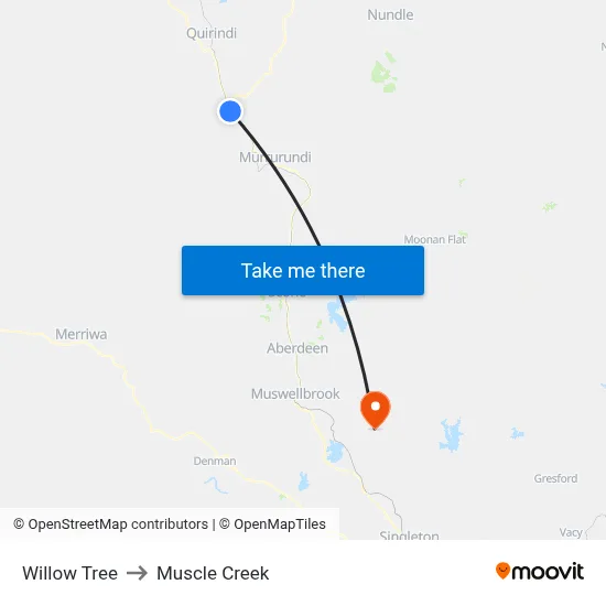 Willow Tree to Muscle Creek map