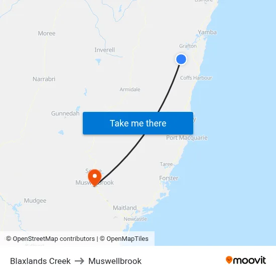 Blaxlands Creek to Muswellbrook map