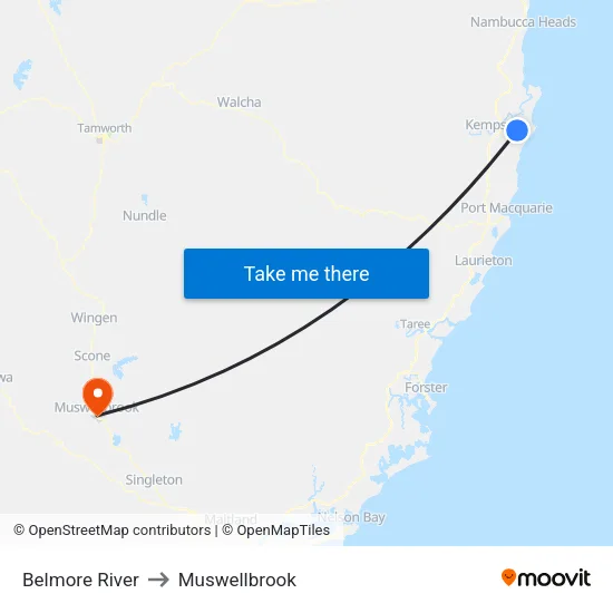 Belmore River to Muswellbrook map
