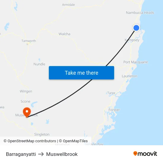 Barraganyatti to Muswellbrook map
