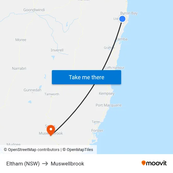 Eltham (NSW) to Muswellbrook map