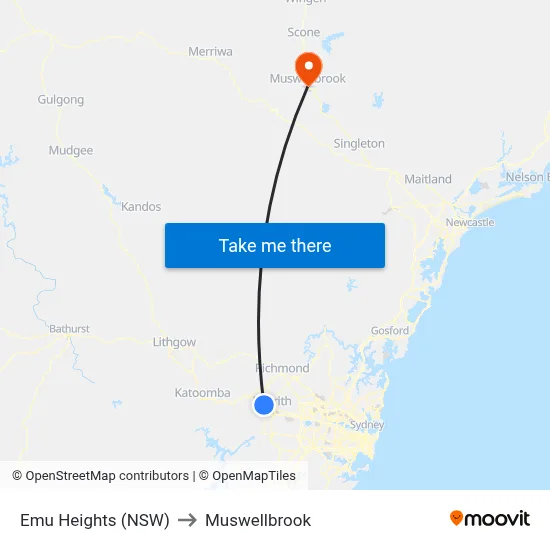 Emu Heights (NSW) to Muswellbrook map