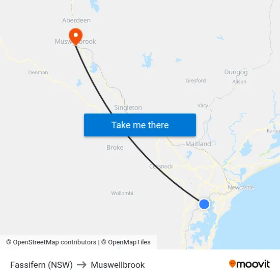 Fassifern (NSW) to Muswellbrook map