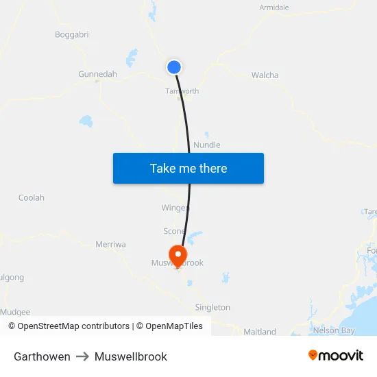 Garthowen to Muswellbrook map