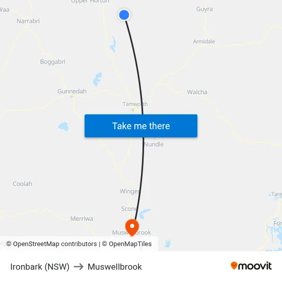 Ironbark (NSW) to Muswellbrook map