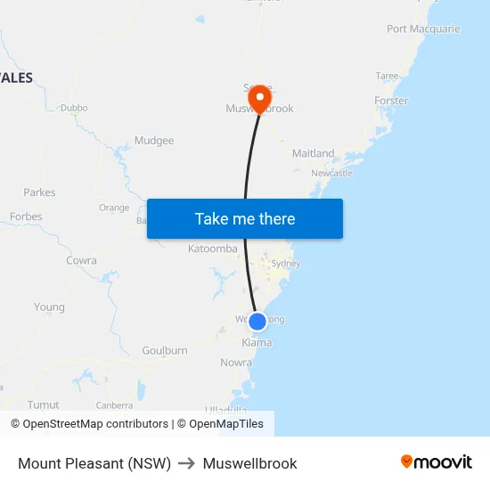 Mount Pleasant (NSW) to Muswellbrook map