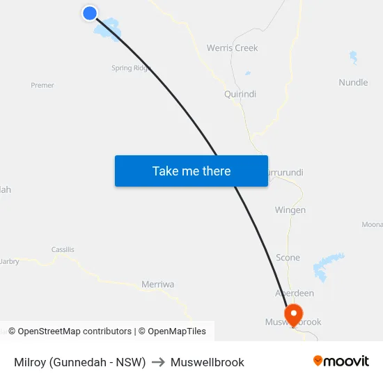 Milroy (Gunnedah - NSW) to Muswellbrook map