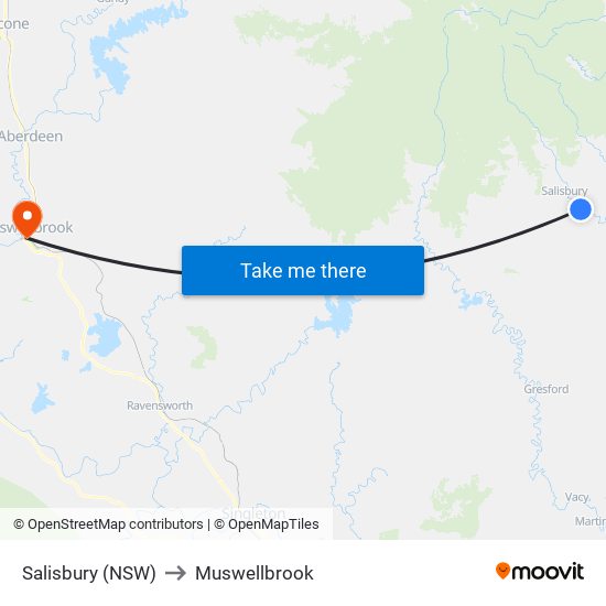Salisbury (NSW) to Muswellbrook map