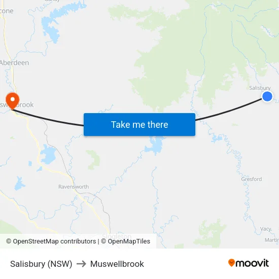 Salisbury (NSW) to Muswellbrook map