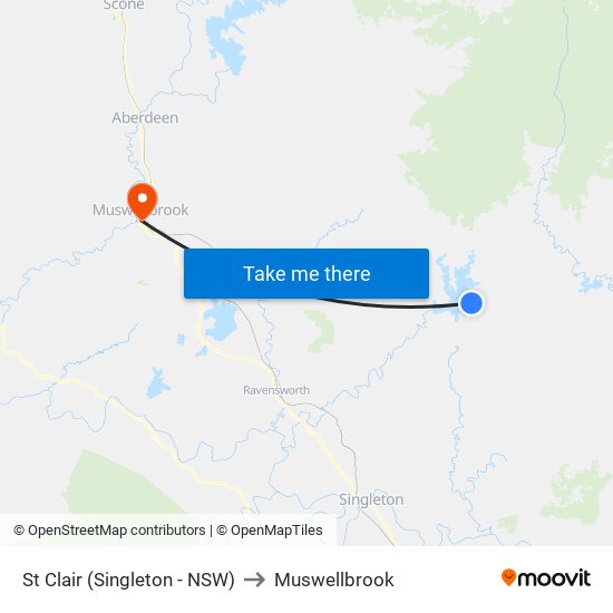 St Clair (Singleton - NSW) to Muswellbrook map