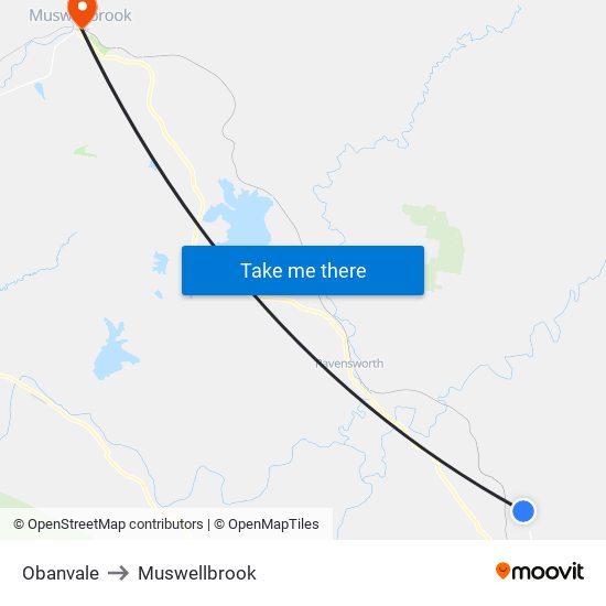 Obanvale to Muswellbrook map