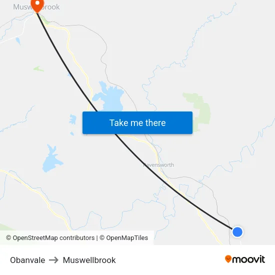 Obanvale to Muswellbrook map