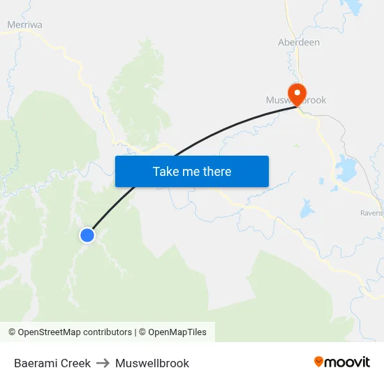 Baerami Creek to Muswellbrook map