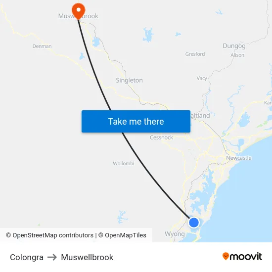 Colongra to Muswellbrook map