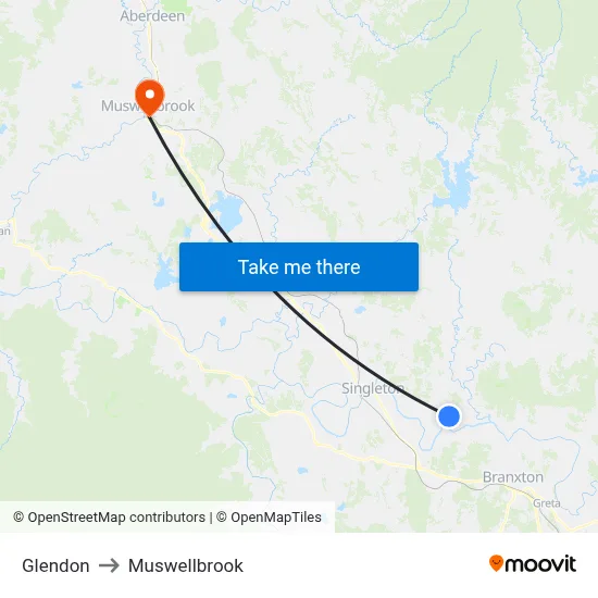 Glendon to Muswellbrook map