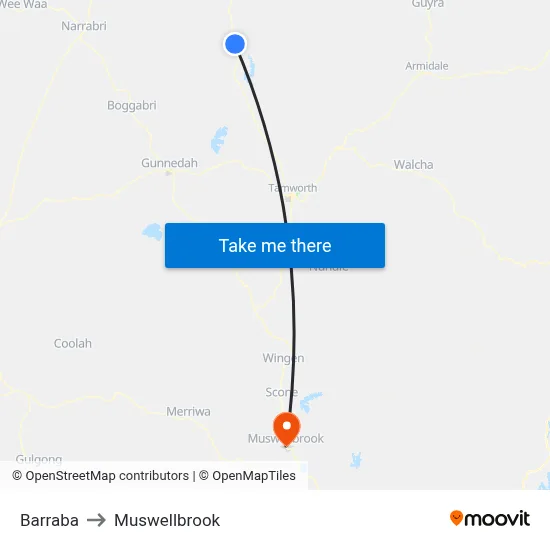 Barraba to Muswellbrook map