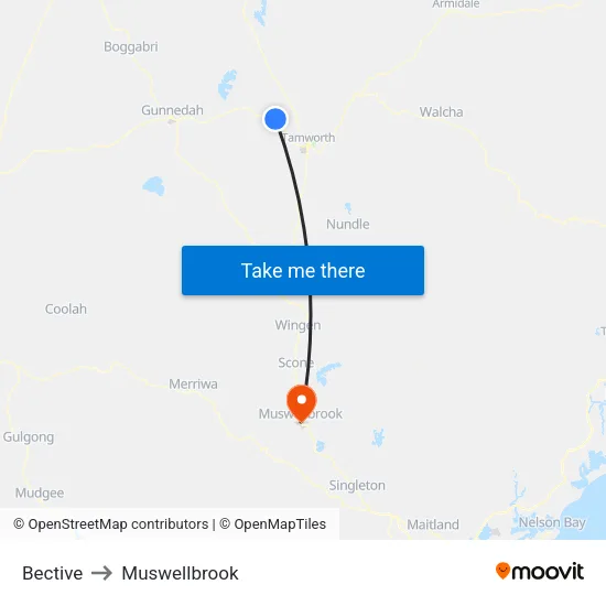 Bective to Muswellbrook map