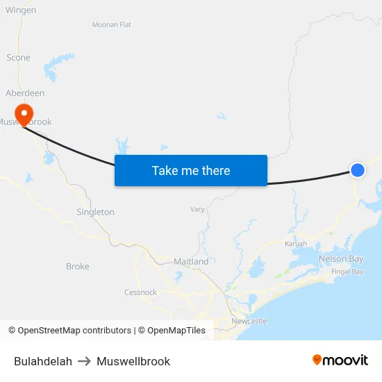 Bulahdelah to Muswellbrook map