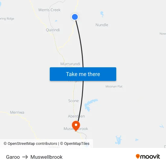 Garoo to Muswellbrook map