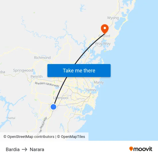 Bardia to Narara map