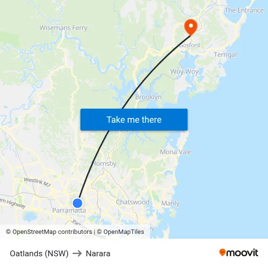 Oatlands (NSW) to Narara map