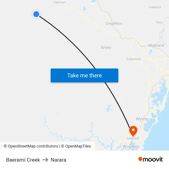 Baerami Creek to Narara map