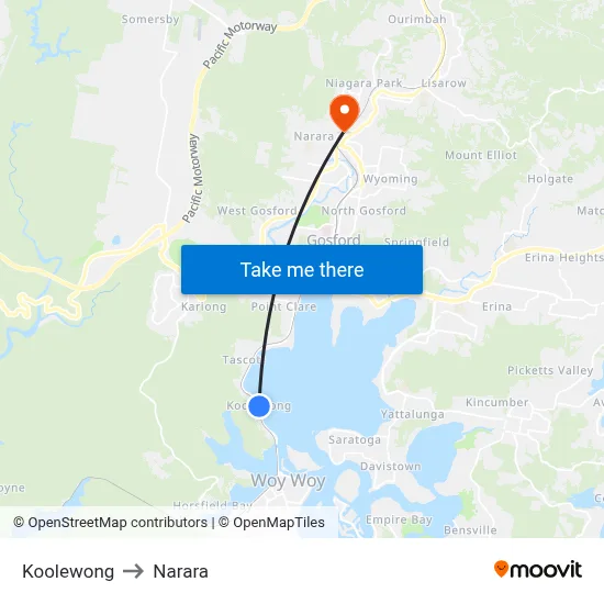 Koolewong to Narara map