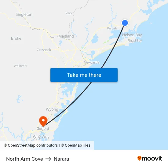North Arm Cove to Narara map