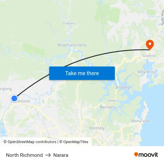 North Richmond to Narara map