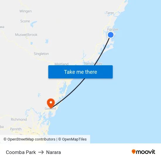 Coomba Park to Narara map