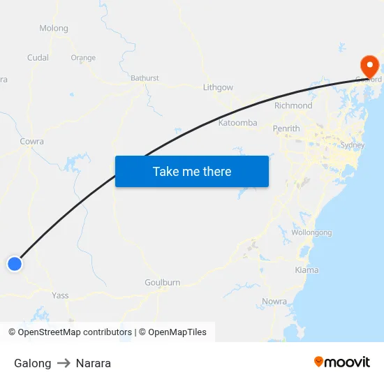 Galong to Narara map