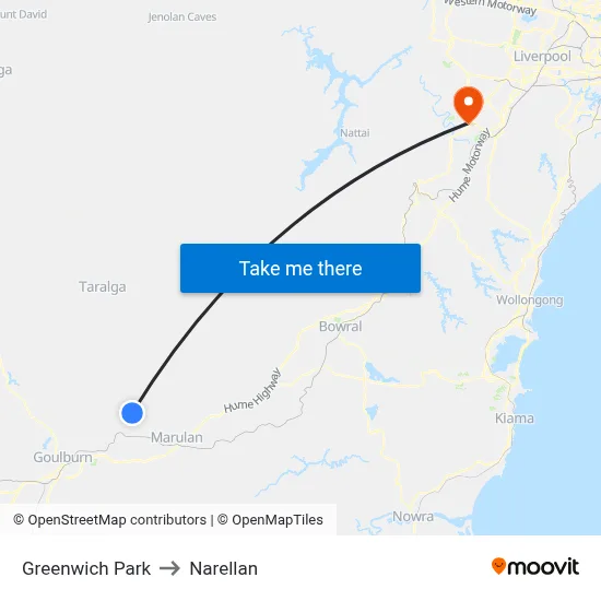 Greenwich Park to Narellan map