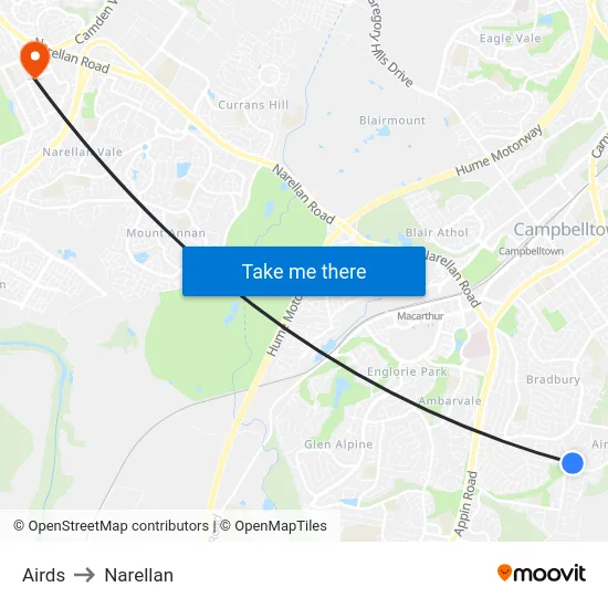 Airds to Narellan map